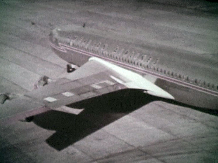 American 707 on runway