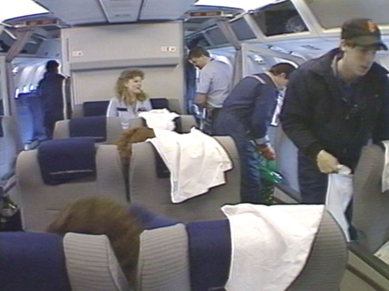 This appears to be the business class cabin of a CAIL Canadian Airlines Boeing 767-300ER circa 1992