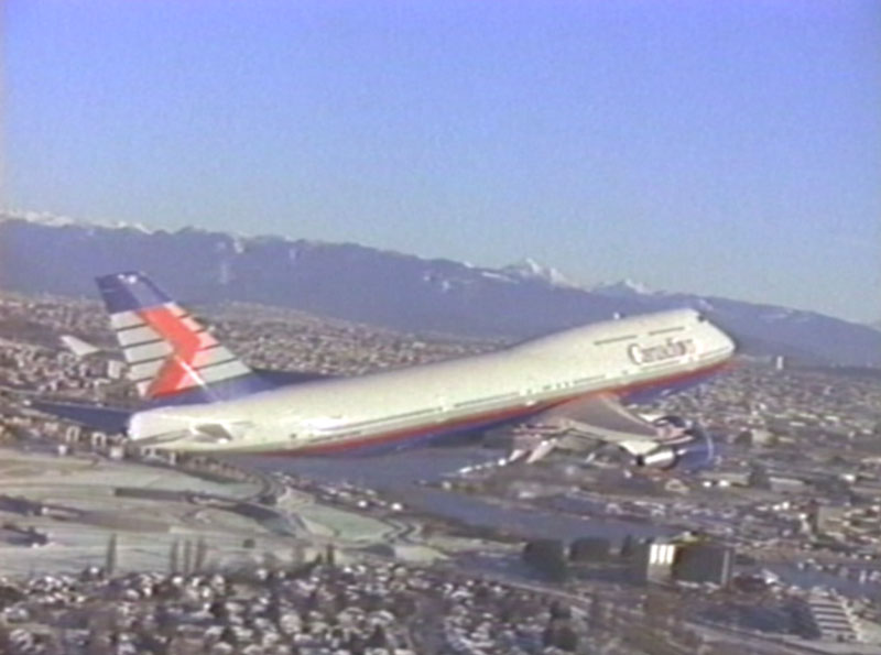 Canadian Airlines International Boeing 747-400 air-to-air view early 1990s departure from YVR