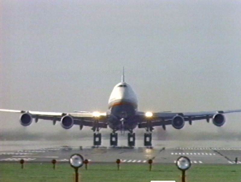 Canadian Airlines International Boeing 747-400 nose on runway take-off view circa early 1990s