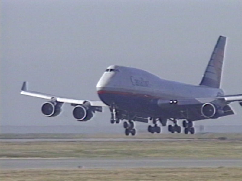 Canadian Airlines International Boeing 747-400 runway touchdown view at YVR circa early 1990s