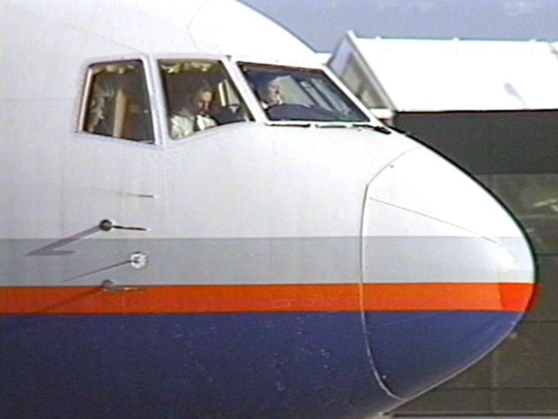 Canadian Airlines International Boeing 767-300ER nose with pilots departing YYZ