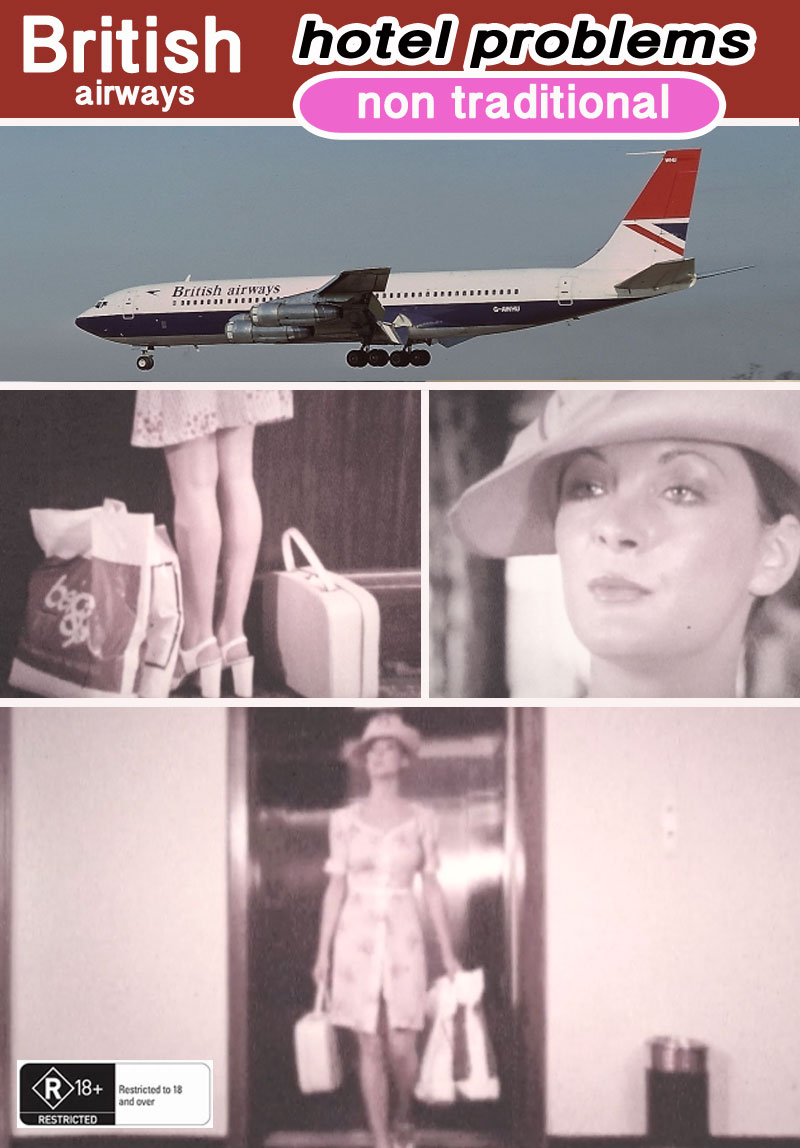 British Airways Passenger with non traditional hotel problems 1970s (saucy)