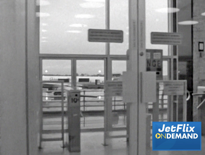 Entrance to the open air observation deck at Montreal Dorval airport circa 1967, clip from the film "Airlines in Canada 1960s" which streams at JetFlix TV