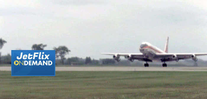 Air Canada Douglas DC-8-43 gets airborne at Montreal Dorval airport circa 1967, clip from the film "Airlines in Canada 1960s" which streams at JetFlix TV