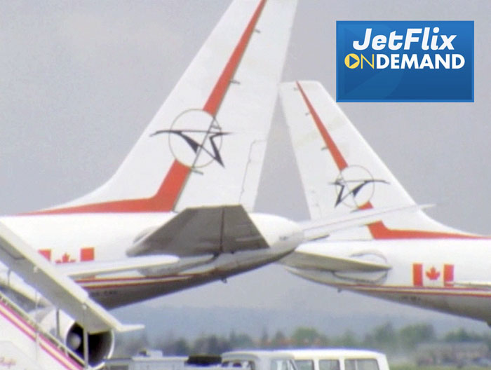 Canadian Pacific Air Lines Douglas DC-8-43 tails at Vancouver Airport circa 1967, preview from the film "Airlines in Canada 1960s" which streams at JetFlix TV