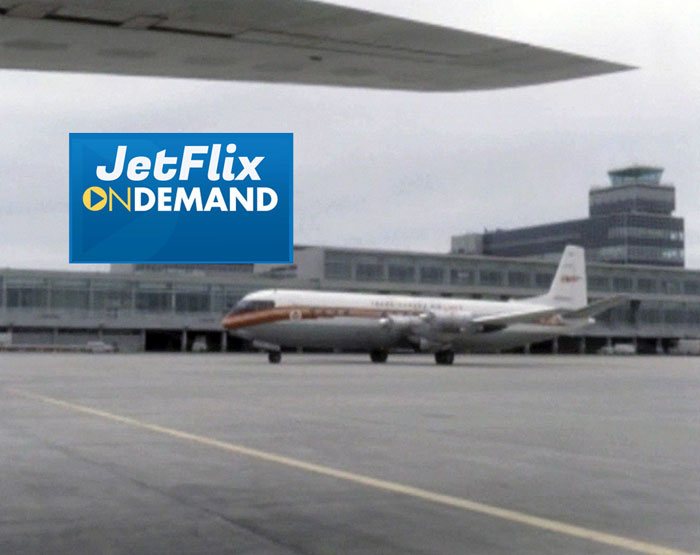 A Trans-Canada Air Lines Vickers Vanguard taxiing in front of the main terminal building at Dorval Airport circa 1962, preview from the film "Airlines in Canada 1960s" which streams at JetFlix TV