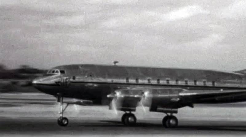 Handley Page Hermes 4 engined airliner was put through her paces at the 1949 SBAC Farnborough Airshow video movie streaming on JetFlix TV