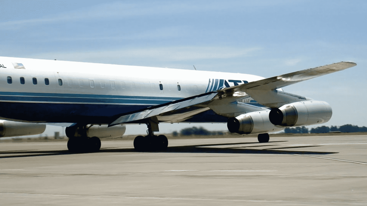 ATI DC-8-62 N799AL taxis off stand for he last ever (before the classic jetliner was retired) at Travis AFB on May 12, 2013. This is a screenshot from the 9 episode mini series "DC-8 Farewell" that streams on the JetFlix TV streaming service for aviation super fans.