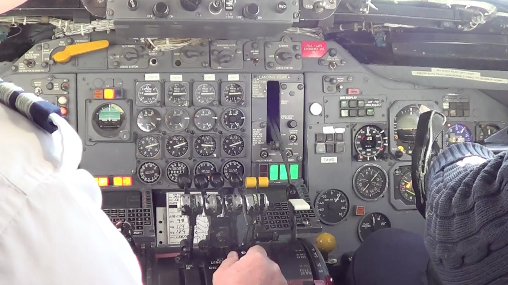 Captain Brad Watts starts engines on board ATI DC-8-62 N799AL for its final flight within the Continental United States at McClellan Airport on May 12, 2013. This is a screenshot from the 9 episode mini series "DC-8 Farewell" that streams on the JetFlix TV streaming service for aviation super fans.