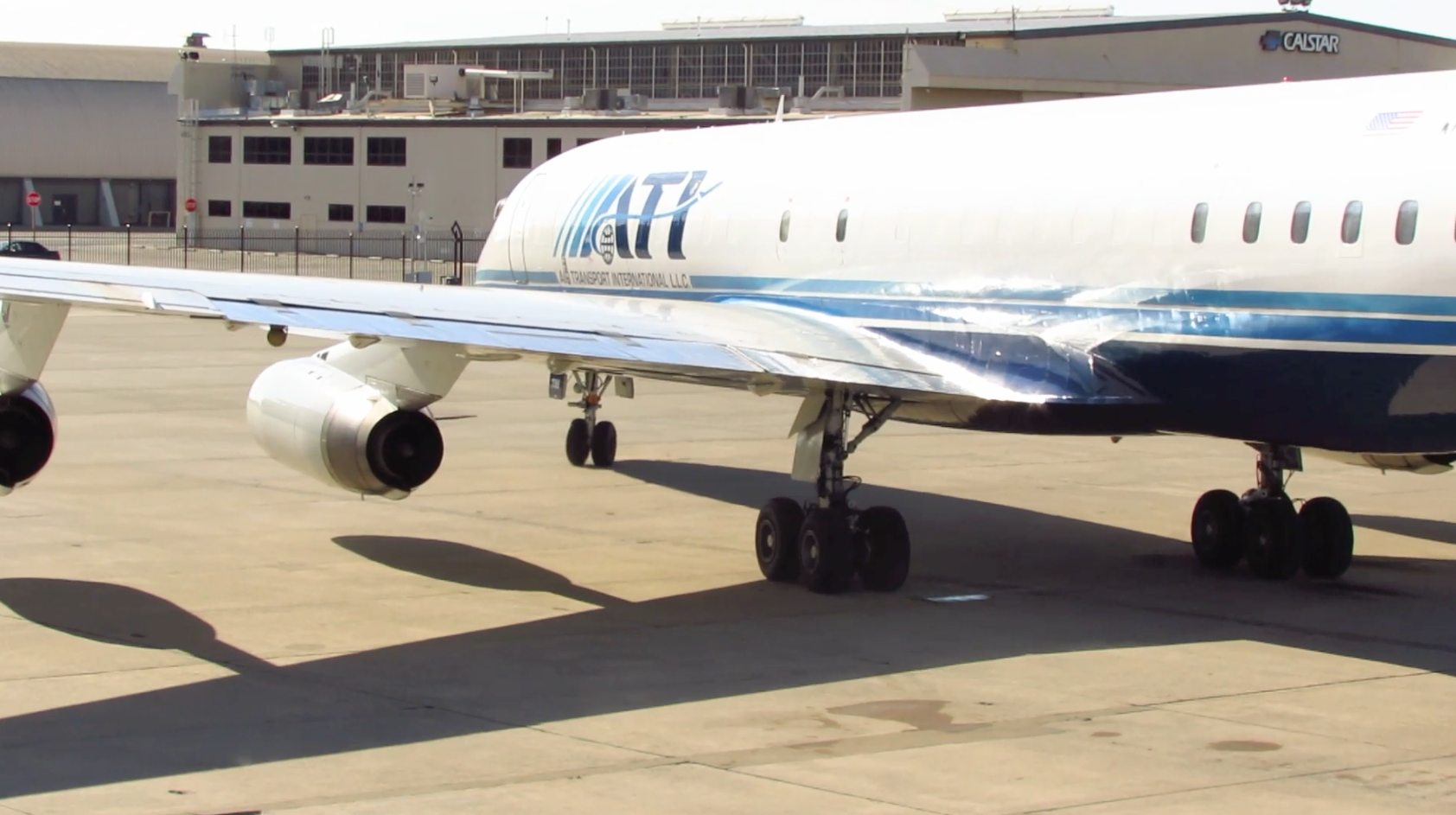 ATI DC-8-62 N799AL taxis off stand for its final flight within the Continental United States at McClellan Airport on May 12, 2013, bound for Travis AFB. This is a screenshot from the 9 episode mini series "DC-8 Farewell" that streams on the JetFlix TV streaming service for aviation super fans.