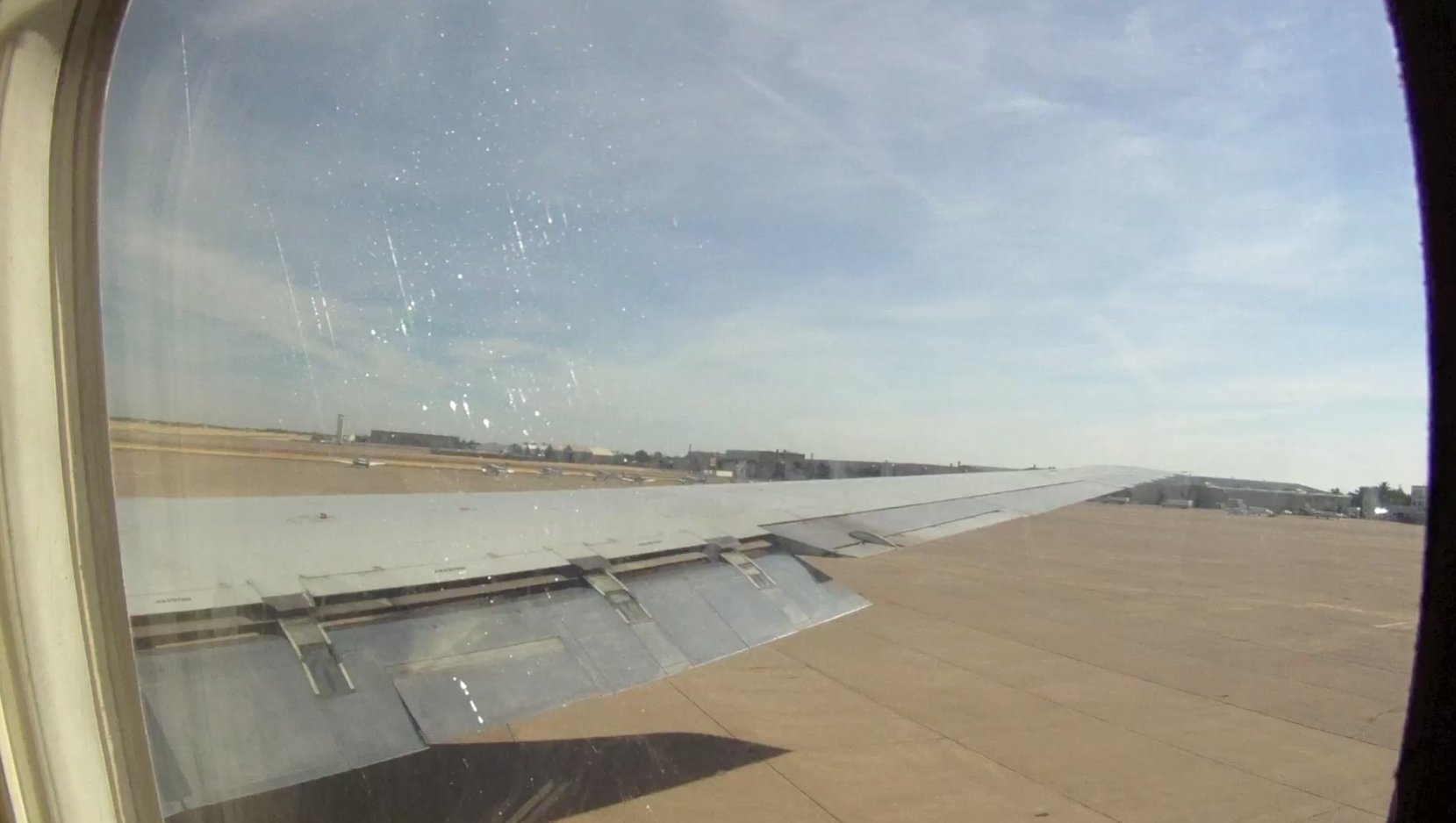 ATI DC-8-62 N799AL flaps set for take-off during the taxi out to the runway for its final flight within the Continental United States at McClellan Airport on May 12, 2013, bound for Travis AFB. This is a screenshot from the 9 episode mini series "DC-8 Farewell" that streams on the JetFlix TV streaming service for aviation super fans.