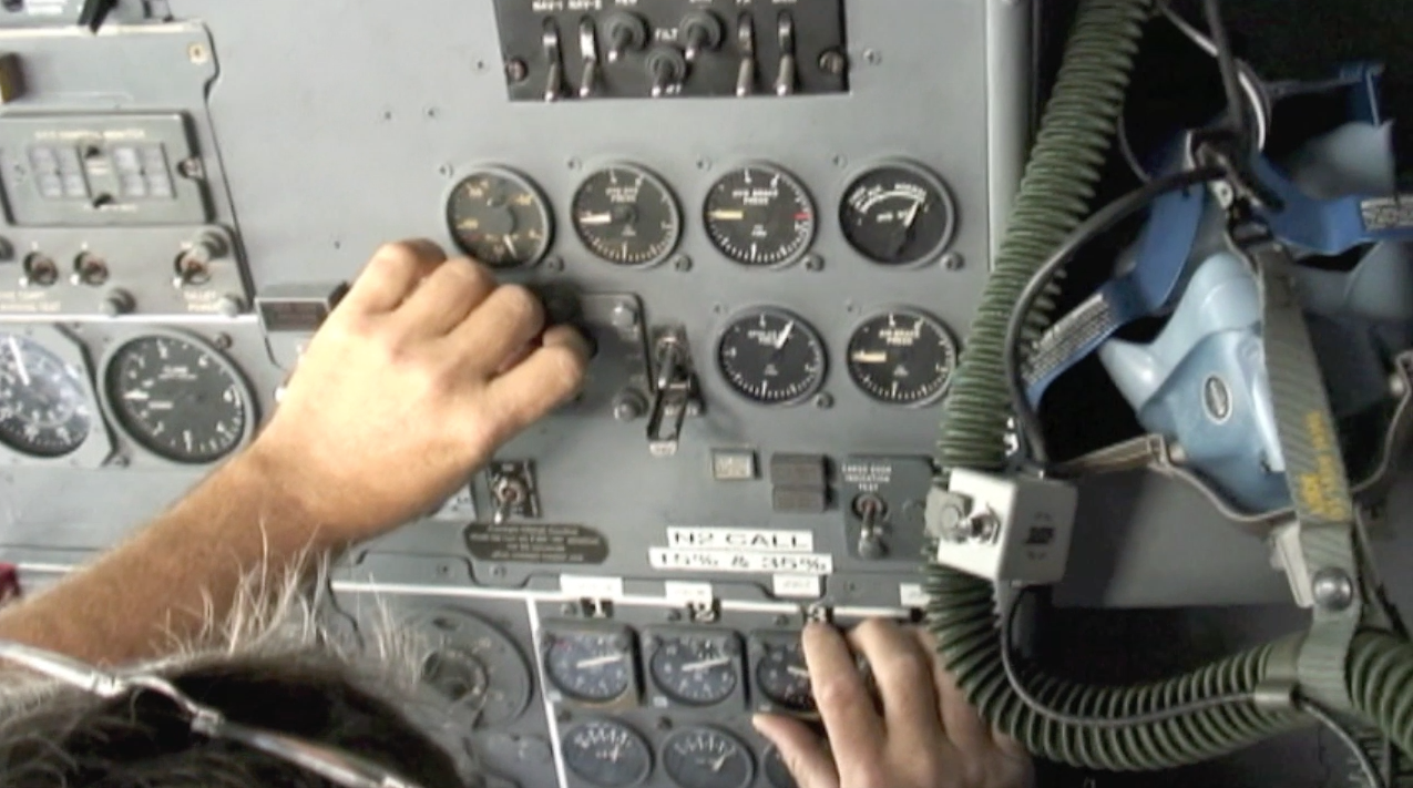 ATI maintenance engineer Phil Sisco starts engines on board DC-8-62 N799AL at McClellan Airport on May 10, 2013, in preparation for a taxi and max power engine check on two of the JT3 engines. JetFlix TV's Henry Tenby filmed the entire event using multiple video camera on the flight deck, exterior of the aircraft and in the cabin viewing the wings and engines. The check was performed by ATI maintenance and engineers Robert Dobler and Phil Sisco. Two days later this aircraft was filmed on its flight to Travis AFB. This is a screenshot from the 9 episode mini series "DC-8 Farewell" that streams on the JetFlix TV streaming service for aviation super fans.