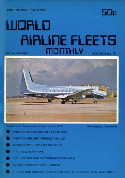 World Airline Fleets Monthly September 1978