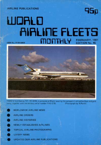 World Airline Fleets Monthly February 1981